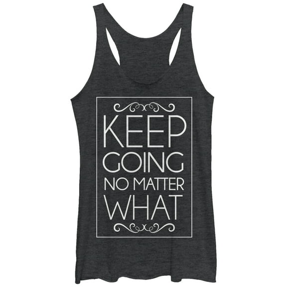 Women's CHIN UP Keep Going No Matter What  Racerback Tank Top Black Heather Large