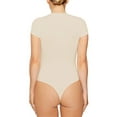 thumbnail image 3 of LUXUR Combinaison Femme Manches Courtes T-Shirt Body Col Rond Hauts Justaucorps Décontractés Couleur Unie Kaki m, 3 of 4