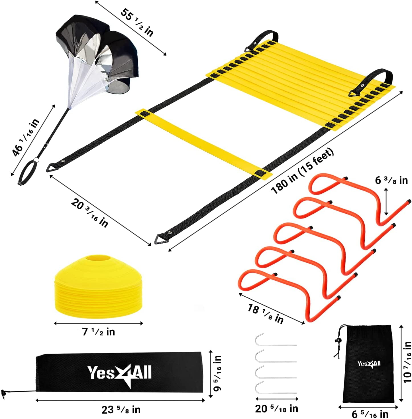 Yes4All Agility Ladder Speed Training Equipment Set