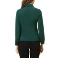 thumbnail image 3 of INSPIRE CHIC Women's Choker Neck Blouse Long Sleeve Turn Down Collar Work Shirt XL Green, 3 of 7