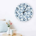 thumbnail image 3 of Vintage Flower Bird Blue Wall Clock Large Modern Kitch Dinning Round Wall Clocks Bedroom Silt Hanging Watc, 3 of 6