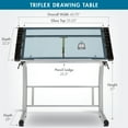 thumbnail image 5 of Studio Designs Triflex Hieght Adjustable Metal Frame with Glass Angle Adjustable Top Drafting Drawing Table Stand or Sit , Silver/Blue Glass, 5 of 12