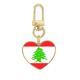thumbnail image 1 of El Líbano bandera nacional Asia país Llavero de metal en forma de corazón dorado, 1 of 3