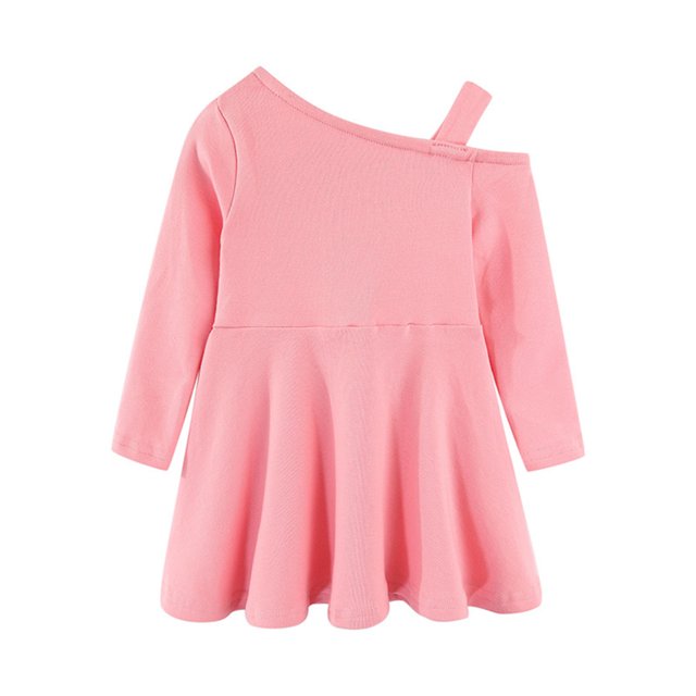 Bwiyojiz Tailles Mode 80-120 Robe à Manches Longues à Col Rond Coton Tout-Petit Enfants Mignonne Couleur Unie Extensible Infroissable Épaules Dénudées Ligne a, 6 Mois, Cadeaux pour la Maison