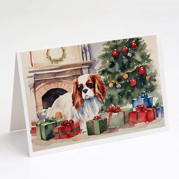 Cavalier Spaniel Cozy Christmas Greeting Cards Pack of 8 7 in x 5 in