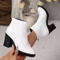 thumbnail image 4 of Modisza Platform Leather Ankle Boots for Women Back Zip Non Slip High Block Heel Booties Ladies Party Work Dressy Boot White 7.5, 4 of 7