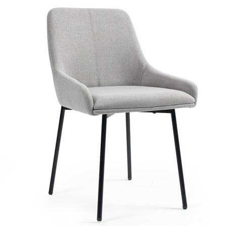 Glamour Home Set of 2 Banner Gray Fabric Dining Chair with Iron Legs