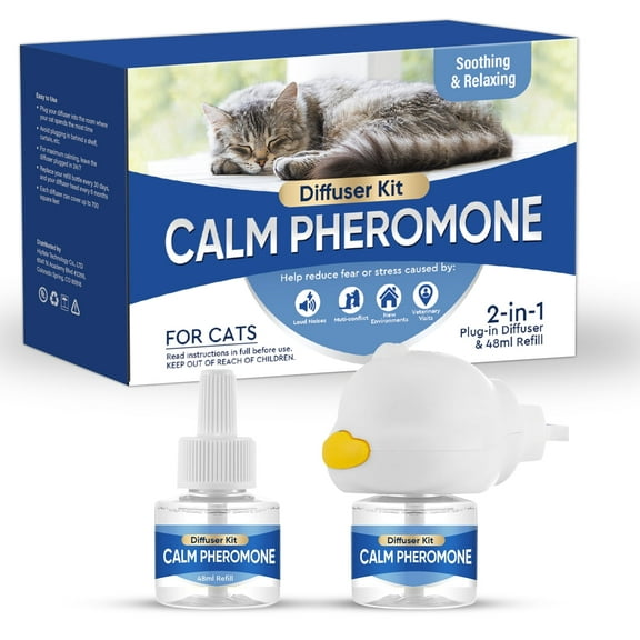 Cat Calming Diffuser, Cat Pheromones Calming Diffuser Effectively Relieve Anxiety Stress, Cat Pheromones Diffuser Helps Reduce Scratching Peeing Meowing Hiding Urine Marking Aggression