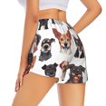 thumbnail image 4 of Picia Happy Dog Faces Collage Pattern Women's 2 in 1 Athletic Running Shorts High Waisted Workout Casual Gym Sweat Shorts with Comfy Liner Zipper Pockets-Large, 4 of 9
