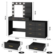 61 Make up Vanity Desk with Mirror and Lights, Pink Vanity with 8 Wide Storage Drawers & 2 Tier Shelves, 3 Lighting Modes with Adjustable Brightness for Bedroom