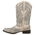 thumbnail image 3 of Roper  Womens Mercedes Glitter Tooled-Inlay Square Toe   Casual Boots   Mid Calf Low Heel 1-2", 3 of 5