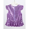 thumbnail image 6 of JanJean Girls Sequins Dance Tops Ruffled Sleeves Crop Tank Tops Modern Jazz Latin Dance Stage Performance Blouse Shirts Lavender 10, 6 of 7