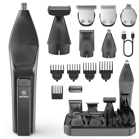 MOOSOO Hair Clipper Kit for Men - 6-in-1 Hair Cutting System with Beard Trimmer, Precision Guides & Stainless Steel Blades for Home Haircuts, Fades & Tapering