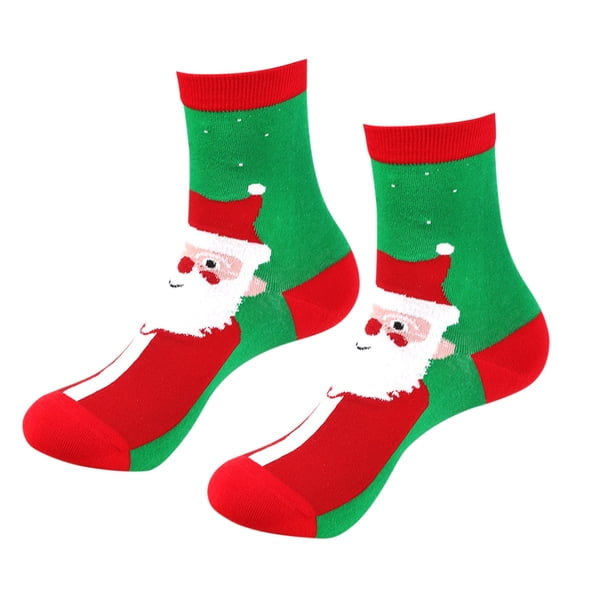 Calcetines de mujer con estampados navideños, gruesos y cálidos, de poliéster.