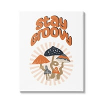 Stupell Industries Stay Groovy Mushrooms Botanical & Floral Painting Gallery Wrapped Canvas Art Print Wall Art, 16 x 20