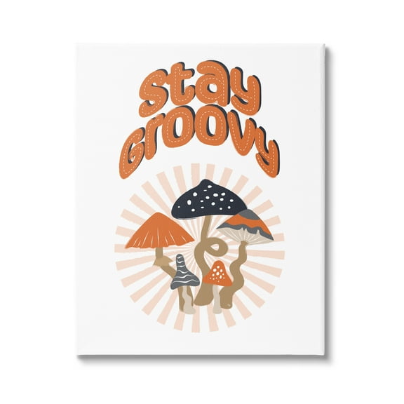 Stupell Industries Stay Groovy Mushrooms Botanical & Floral Painting Gallery Wrapped Canvas Art Print Wall Art, 16 x 20
