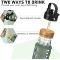 thumbnail image 3 of MUKOKO 24oz Glass Water Bottle, Glass Reusable Bottle with Silicone Sleeve and Straw, 1 Cup 2 Lids,  Olive, 3 of 6