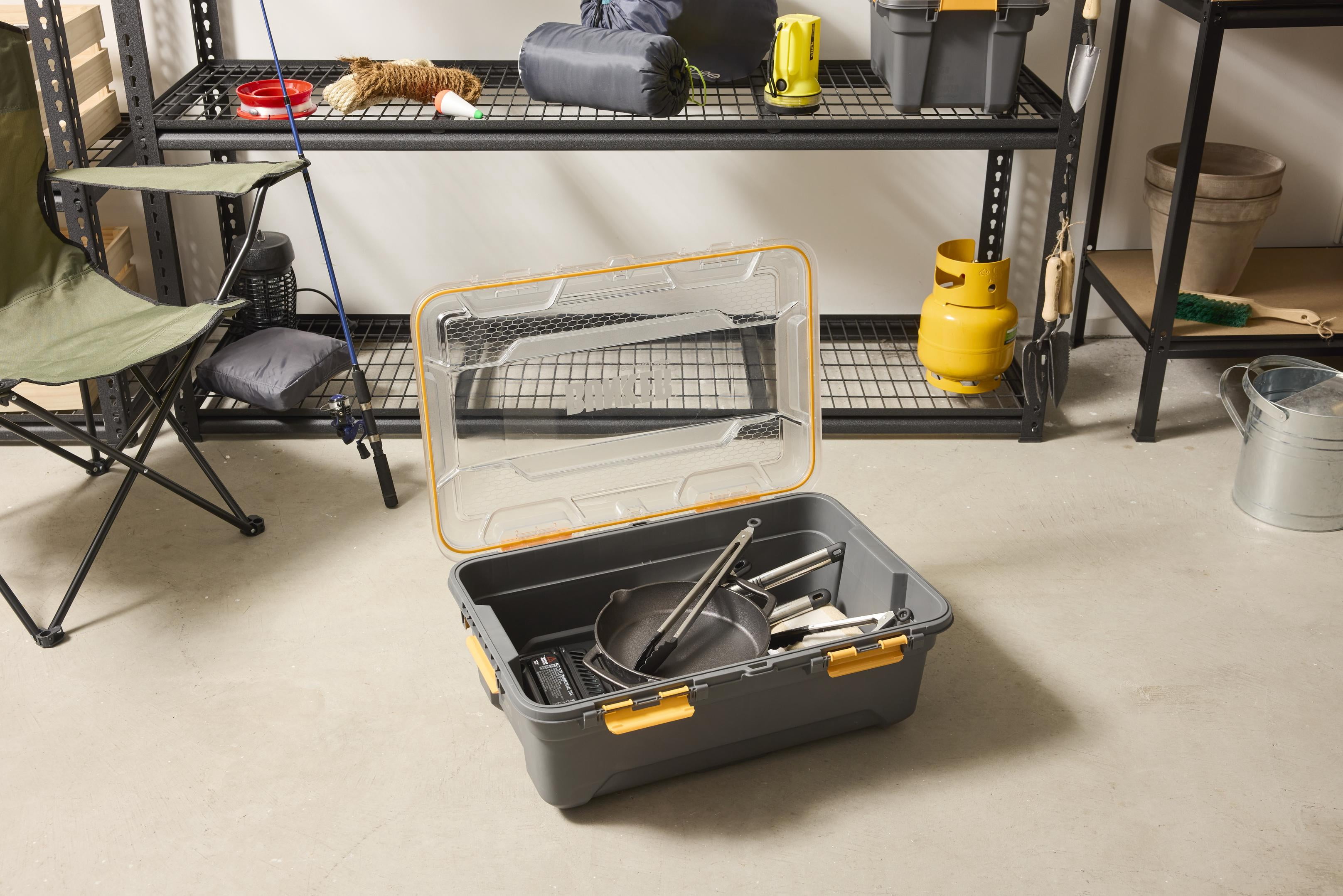 Ezy Storage 5.28 Gallon Small Gasket Tote, IP68 WaterProof Plastic Storage Bin with Lid, Gasket Seal and Durable Latches, Gray
