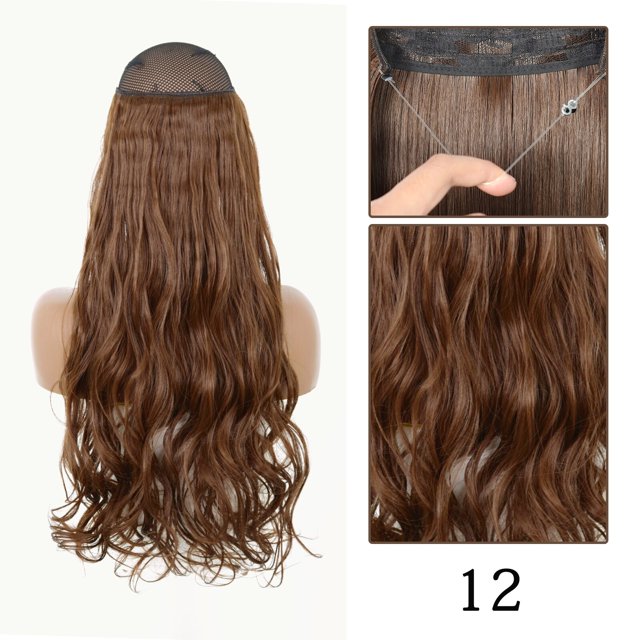 AZQUEEN-extensión de cabello sintético largo y recto sin Clip, postizo de una pieza, línea ajustable Natural, para mujer