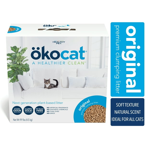 Okocat Premium Original Clumping Natural Wood Cat Litter, Dust Free, 9.