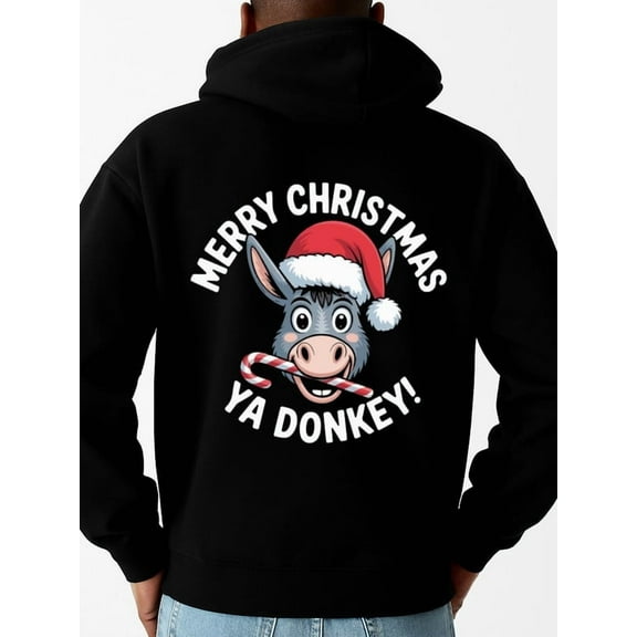 Christmas Donkey funny hoodies Christmas for men sweater hoodie black Casual Wear on Weekends funny Christmas elegant Funny Unisex Shirt Cotton tshirts Vintage Unisex Shirt Short Sleeve tshirts