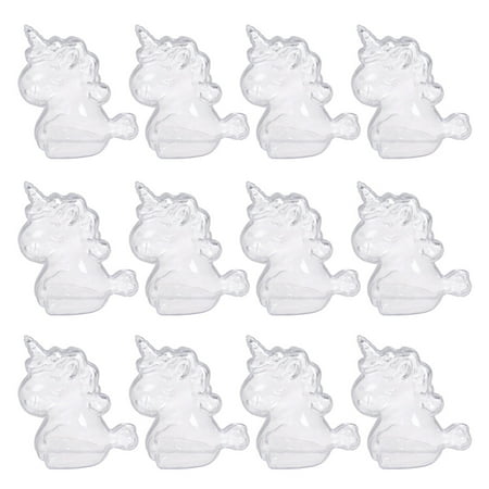 

Plastic Candy Box 12pcs Transparent Plastic Candy Box Unicorn Shape Sugar Containers Holder Party Supplies