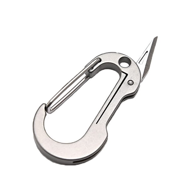 Mosquetón pequeño de titanio con cuchillo plegable, cortador de caja con Clip para llavero multiherramienta, perfecto para transporte diario, exteriores, oficina