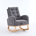 thumbnail image 6 of Peispie Teddy Fleece Rocking Chair with Retractable Footrest, Upholstered High Back Nursery Glider Rocker with Side Pocket, Solid Wood Lounge Accent Chair for Living Room & Bedroom, Grey, 6 of 7