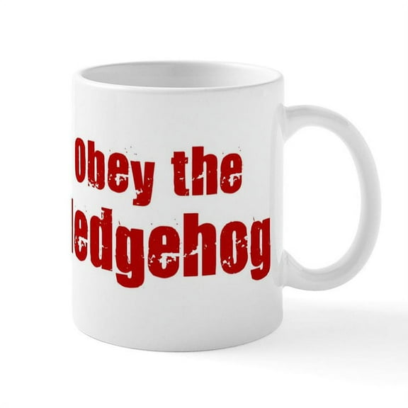 CafePress - Obey The Hedgehog Mug - 11 oz Ceramic Mug - Novelty Coffee Tea Cup