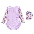 thumbnail image 4 of 8-9 T Swimsuit Girls Girls Printed Ruffle Sleeve Piece Swimsuit for Pool Beach and River, 4 of 4