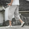 thumbnail image 3 of toraway Men's Cropped Shorts Loose Elastic Drawstring Conical Casual Linen Shorts For Men XXL, 3 of 3