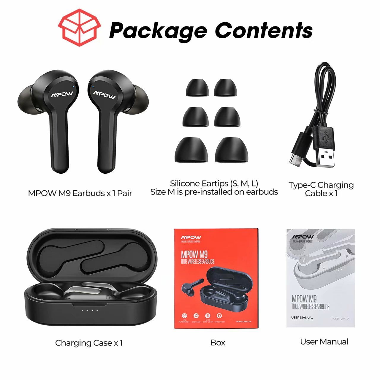 MPOW M9 TWS Earbuds IPX7 Waterproof 