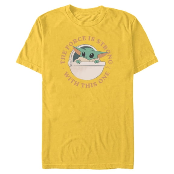 Star Wars Grogu The Force is Strong With This One - Short Sleeve Blended T-Shirt for Adults - Customized-Yellow