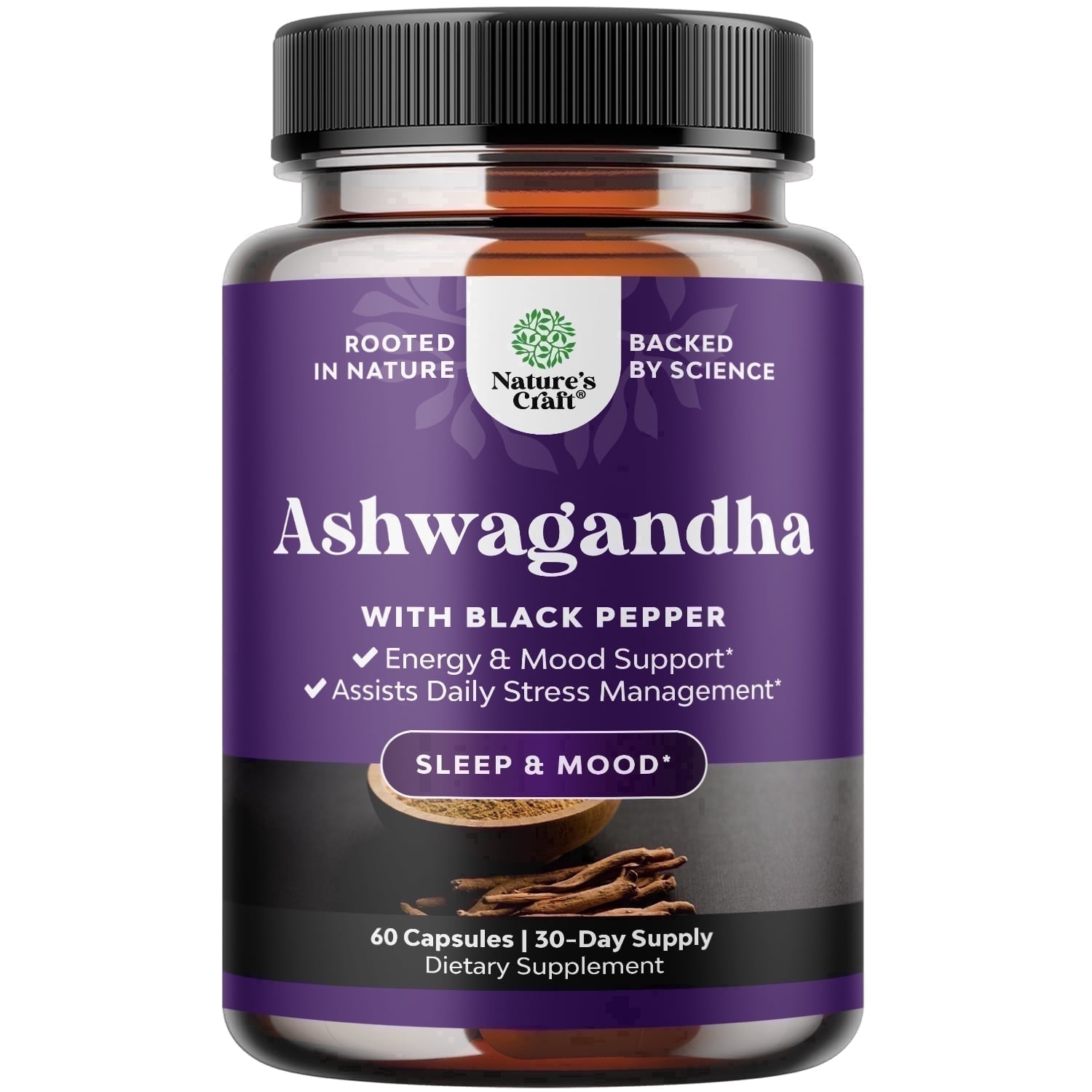 Best Ashwagandha Root Powder Capsules 1300 mg – Premium Relaxation Sleep Natural Supplement – Calming Energy Rejuvenate 100% Pure Potent Ingredients for Women and Men 30 Servings per Container