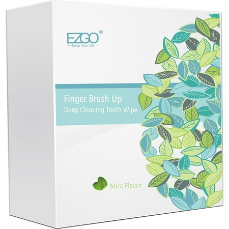 EZGO 100pcs Deep Cleaning Teeth Wipes Finger Brush Teeth Wipes Oral Brush Ups Mint