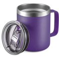 thumbnail image 1 of 12oz Isolerad Kaffekopp i Rostfritt Stål med Handtag, Dubbelväggig Vakuum Resekopp, Tumblerkopp med Glidande Lock, Lila, 1 of 5
