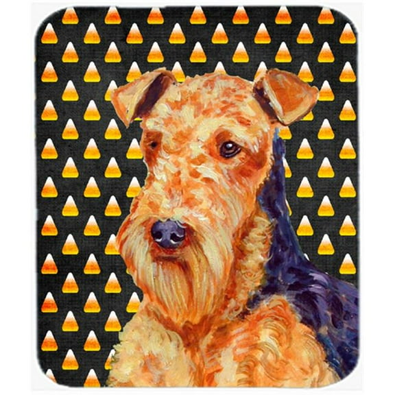 Airedale Candy Corn Halloween Portrait Mouse Pad, Hot Pad or Trivet