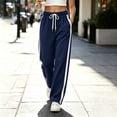 thumbnail image 4 of Ruohan Women's Wide Leg Sweatpants, High Waist Drawstring Track Pants with Pockets, Side Stripe, 4 of 8