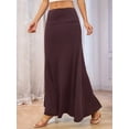 thumbnail image 2 of Women'S Casual Mid Long Skirts Stretchy Ultra-Soft Flowy Maxi Formal Skirts High Waist Lounge Skirts Wine Red XXL, 2 of 5