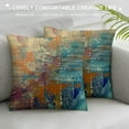 thumbnail image 3 of Nawypu Blue and Orange Decorative Throw Pillow Covers Teal Vintage Abstract Messy Rust Painting Pillow Cases Turquoise Pillow Shams for Sofa Couch Bed Living Room Outdoor Home Décor, 3 of 5