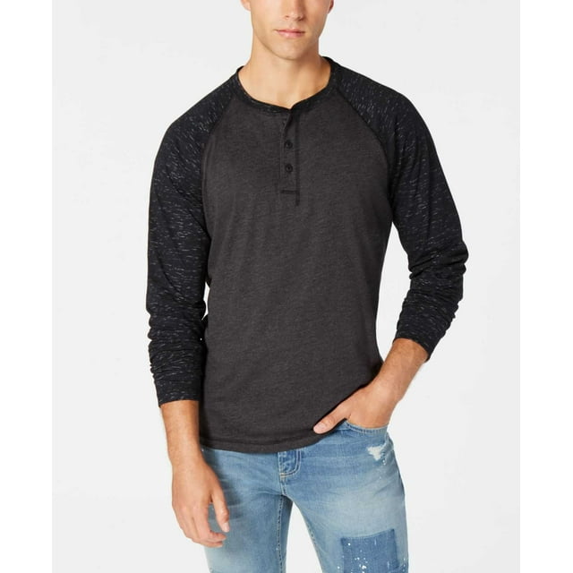 American Rag Men’s Raglan Henley Shirts, Black, Large