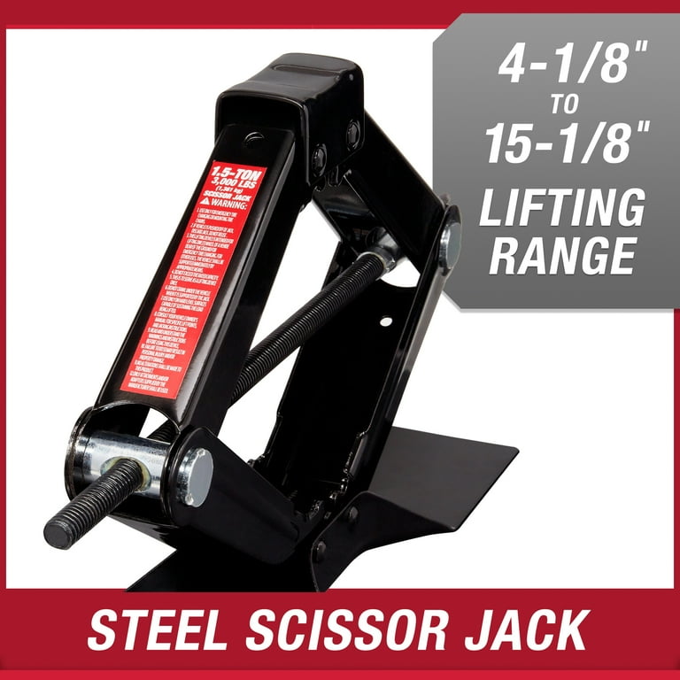 Hyper Tough T10152W Lifting Scissor Jack, 1.5 Ton Black