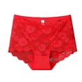 thumbnail image 2 of VONCOS Plus Size Womens Lace Boxer Briefs Underwear Soft Stretchy Full Coverage Boy Shorts Panties Red,Size 2XL, 2 of 3