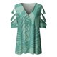 thumbnail image 3 of Gibobby Playera de Verano para Mujer Camiseta informal manga corta con cremallera y estampado retro para mujer(Verde de menta,XL), 3 of 5