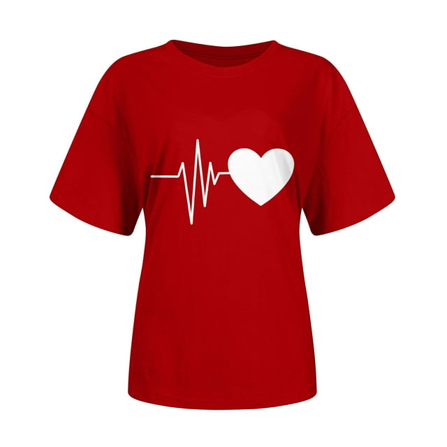 T-shirt à Manches Courtes pour Femmes Imprimé Saint-Valentin