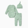 thumbnail image 4 of PatPat Newborn Baby Pajamas Boy Girl Clothes Cotton Ribbed Long Sleeve Romper and Pants Outfit Sets, 12-18 Months, 4 of 12