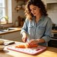 thumbnail image 5 of OKKVV Tempered Glass Cutting Board Non-Slip Floral Printed Kitchen Chopping Board Hanging Design Shatter Resistant Cooking Surface for Home Kitchen Meal Prep Use 12.6in Length pink, 5 of 8