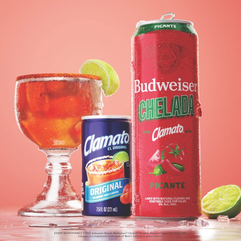 Budweiser Chelada Picante Beer, 25 fl oz 1 Aluminum Can, 5% ABV