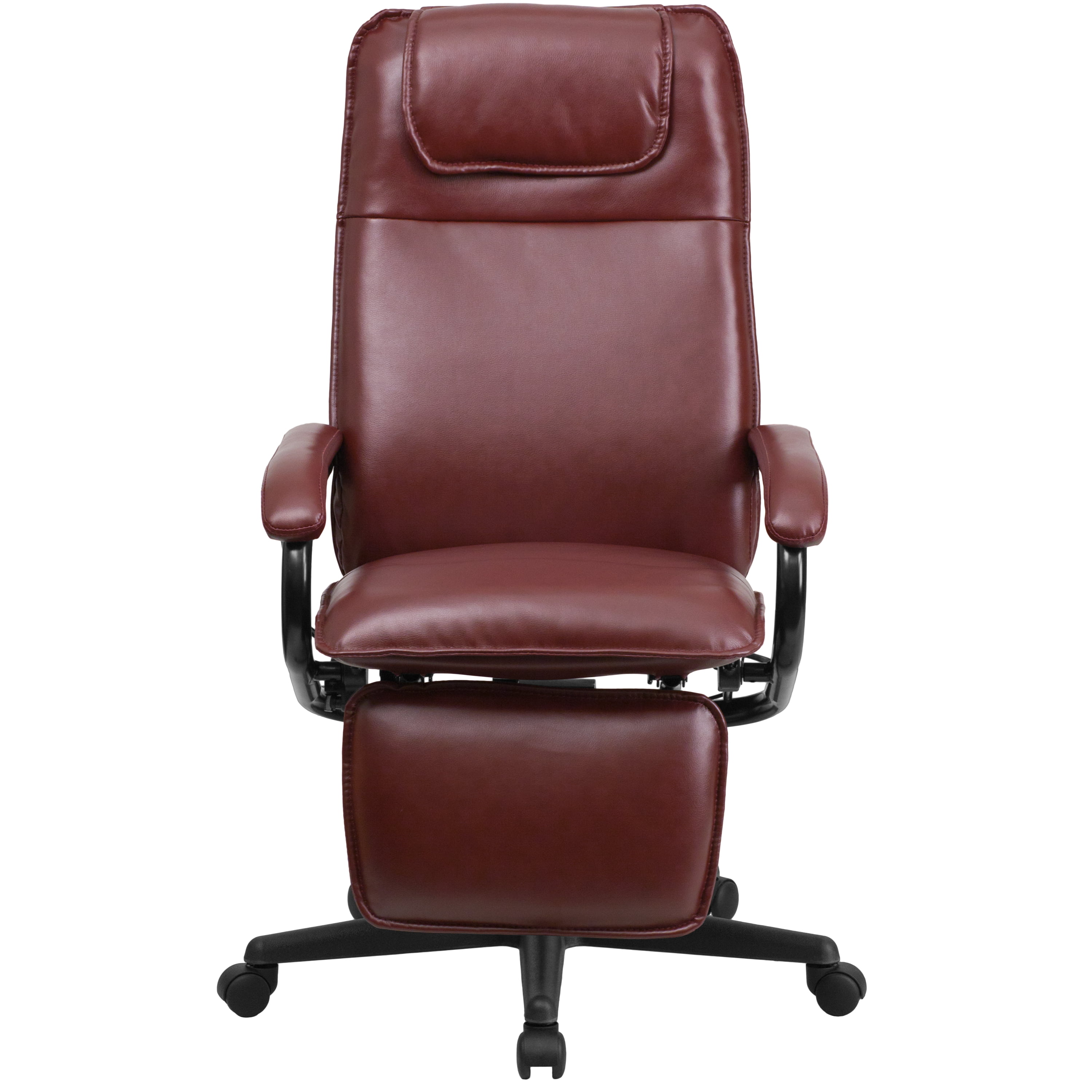 NEW HIGH BACK BURGUNDY LEATHER EXECUTIVE RECLINING OFFICE CHAIR 