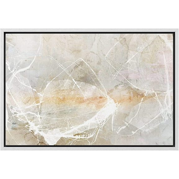 wall26 Framed Canvas Print Wall Art Pastel Orange Gray Paint Landscape Abstract Shapes Illustrations Minimal Decorative Contemporary Multicolor for Living Room, Bedroom, Office - 16"x24" Wh